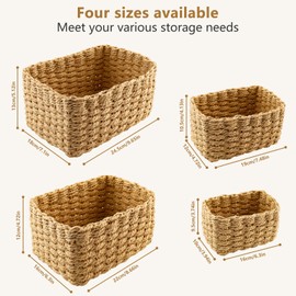Zosenyer Braided Storage Basket, 4 Stackable Bathroom Baskets, Storage Basket for Living Room, Kitchen, Children's Room, Bathroom, Suitable as a Nappy Organiser and Cutlery Basket