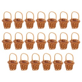 DECHOUS Mini Woven Baskets with Handles Bulk: 20Pcs Mini Wicker Baskets for Crafts Wedding Party Favor Dollhouse Decoration, 3.14x1.97x1.97 inch