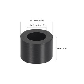 uxcell ABS Round Spacer Washer ID 4.2mm OD 7mm L 5mm Plastic Standoff for 3D Printer TV Wall Mounting Electrical Outlet, Black, 100Pcs