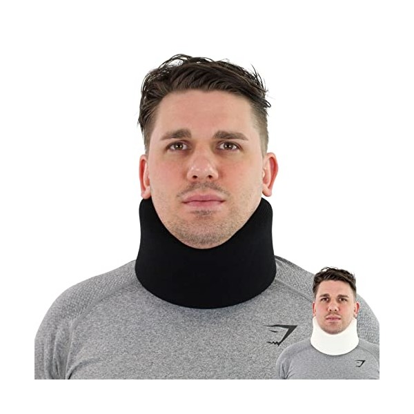 SOLACE BRACING Perfect Fit Neck Support (2 Colours/15 Sizes) - British Made & NHS Supplied Cervical Neck Collar Brace for Stabilising Day & Night - No.1 for Pain & Pressure Relief - Black - 17" x 2.5"