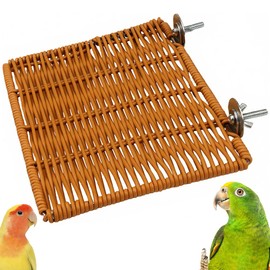 Title: Bird Perch Platform Small Animals Perch Stand Rectangle Breathable Cage Accessory for Cockatiel Parrot (Brown)