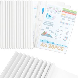 CC ODDHOME Pack of 20 Thermal Binding Covers A4, Spine Width 10 mm, 90 Sheets Binding Capacity, A4 Sliding Bar Binder for Office School File Documents Organiser (White)