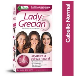Tinte Lady Grecian Tinte colorante en shampoo para cabello normal tono castaño/negro para cabello x 120mL
