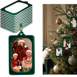 Bucherry 12 Pcs Christmas Velvet Hanging Photo Frame Ornaments 2×3 Inch Vintage Photo Ornaments Display Picture Xmas Frame Craft Kits for Family Christmas Tree Decor Home, Party(Dark Green)