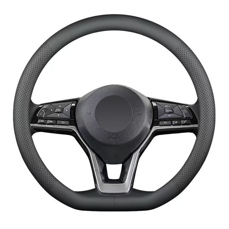 LKWLIKEI Nappa Leather D Shape car Steering Wheel Cover, Non-Slip,