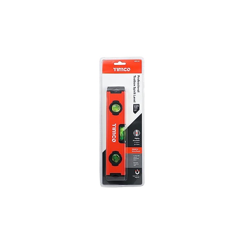 TIMCO - Toolbox Spirit Level - Aluminium (Size 225mm -