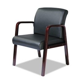 Alera ALERL4319M Alera Reception Lounge Series Guest Chair, Mahogany/black Leather