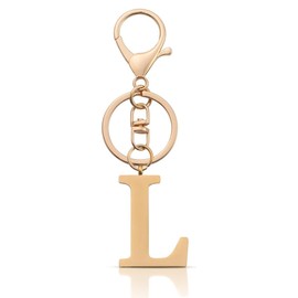 BIRLOZA Key Ring Women's Car Key Ring with Initial Letter Gold Letters Car Key Ring Gifts for Women (L), gold