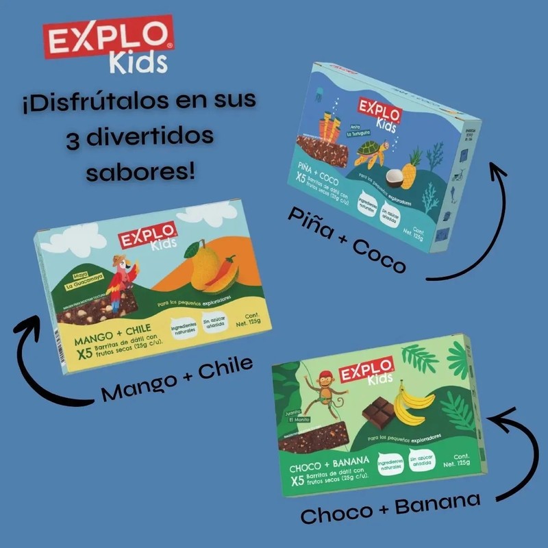 Barras Naturales Infantiles Explo Kids 25g Mango y Chile Pack