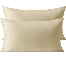 Organictune Pillow Cases King Size Set of 2 Microfiber Pillowcases Shrinkage and Fade Resistant Pillow Covers with Envelope Closure（Khaki,20x40 Inches）