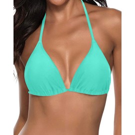 Tempt Me - Traje de baño triángulo para mujer, con cordón, sin parte inferior, Menta, azul, M