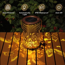 GPP Hummingbird Gift Solar Lanterns Outdoor Waterproof Sunflower Solar Lights Metal Outdoor Decor for Yard Patio Backyard Porch - Christmas Birthday Gifts for Women Mom Grandma Friends