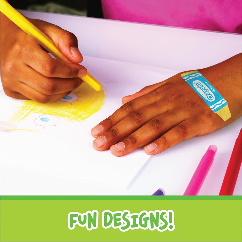 Crayola Shaped Neon Antibacterial Bandages for Kids, 100 CT -
