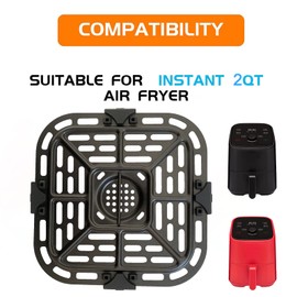 HEISENLIN Air Fryer Grill Crisper Tray, 2.0 QT, Black, Dishwasher Safe