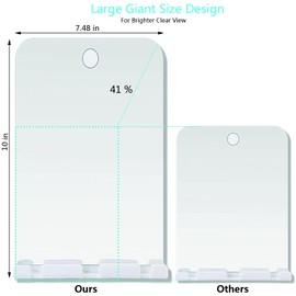 XoYo Large Fogless Shower Mirror, Includes 1 Adhesive Hooks, Anit-Fog Shower Mirror, Shower Makeup Shave Mirror, Frameless Shower Mirror, Wall Hanging Mirror