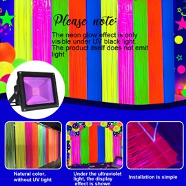 2 Pack Neon Foil Fringe Backdrop Curtain, Glow in The Dark Party Decor 3.3x6.6 Ft for Blacklight Birthday Wedding Neon Party Photo Booth Background Streamers Tinsel Supplies
