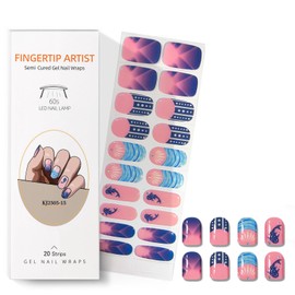 RUOKEXIN Semi Cured Gel Nail Strips French Tip Uv Nails Strip Long Lasting Chip Resistant Semi-Cured Gel Nail Strips Cute Gels Nails Wraps for Women 20Pcs