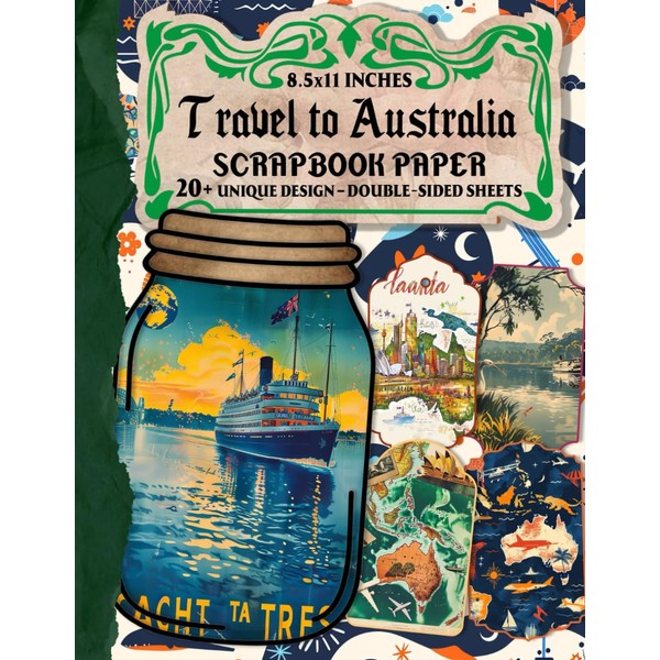 Travel to Australia Scrapbook Paper: Aesthetic Patterns Scrapbooking For Gift