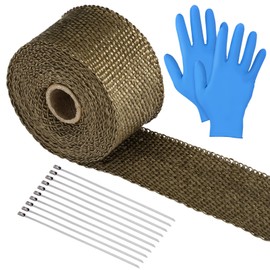 LIHAO Heat Protection Tape for Exhaust 5 m with Cable Ties for Manifold Thermal Tape with 10 Stainless Steel Manifold Tape Gloves for Exhaust Hose Exhaust