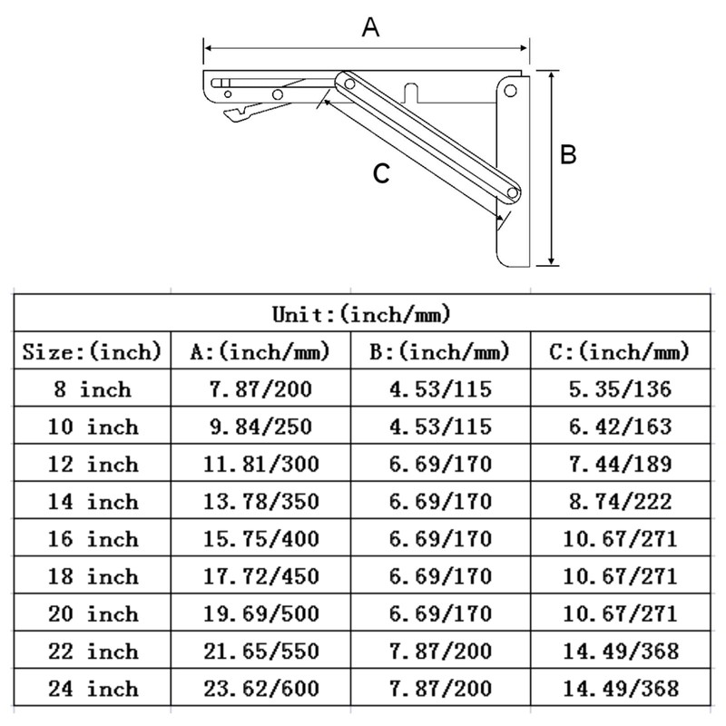 Folding Shelf Brackets 16 inch,Folding Brackets Heavy Duty Max.Load 410lb,DIY
