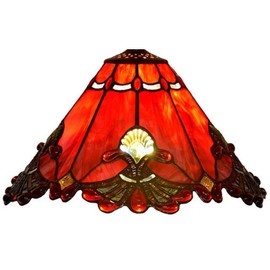 Errzom Mission Tiffany Stained Glass Lampshade, 13x9 Inch, Red, Fit for Table, Floor, Ceiling, Pendant, Chandelier