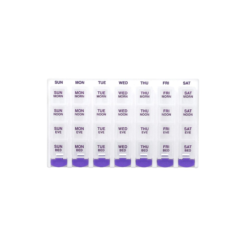 Weekly 4X/Day with Push Button Pop-Outs Medtime Planner, Purple, 1
