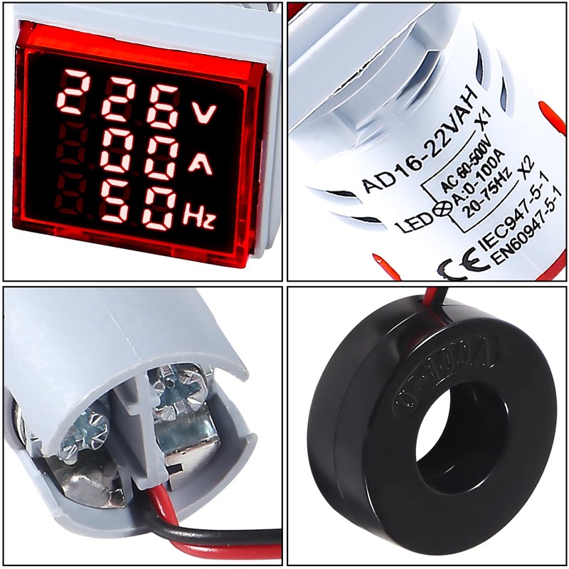 Alinan 3 in 1 60-500V 0-100A AC Digital Ammeter Voltmeter,