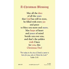 A Christmas Blessing - Laminated Holy Card