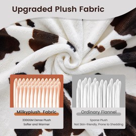 Cozy Bliss Oversized King Throw Blanket Cow Print 100x120 Inches - Non Shedding MilkyPlush™ Fleece 330GSM Thick - Extra Large Blankets Soft Warm for Bedroom Couch Sofa Gifts Black Brown Family Size