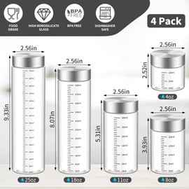 CWHHRN 8 Oz Glass Juice Bottles, 4 Pack Glass Bottles with Lids, BPA Free, Borosilicate Glass, Leak Proof Lids for Juicing, Smoothies, Infused Water, Beverage Storage, Shaker Bottles