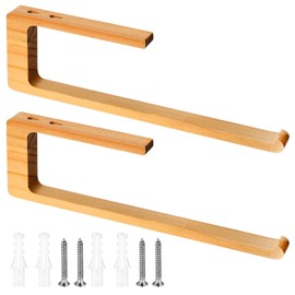 2 Pcs Wooden Kitchen Roll Holder Under Cabinet Wall Mounted, Paper Towel Holder Under Cabinet Cupboard, for Bathroom Kitchen Paper Roll Rack, Drilling, with Accessories