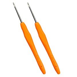 Mdoker 2PCS Small Size Crochet Hook Ergonomic Handle Crochet Hook Needles for Arthritic Hands,Thread Crochet Steel Lace Hooks Size 1.75mm