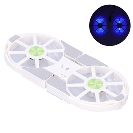 Laptop Cooling Pad, 4-Way Foldable Dual Fan Cooler with Large Air Volume, Heatsink, Notebook USB Cooler (White)