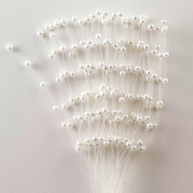 Faderr 10Pcs Stems Pearl Sticks Beading on Wire Stems for DIY Garland Bridal Wedding Pearl Bouquet Home Party Decor Craft (White)