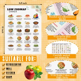 Sinload 12 Pcs Low FODMAP Food List FODMAP Meal Plan Food Chart Nutrition Grocery List Laminated Meal Poster for Gut Health
