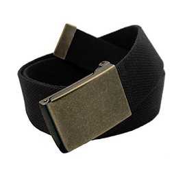 Build A Belt Antique Gold Flip Top Buckle with Adjustable Canvas Web Belt (Boys Medium Black)