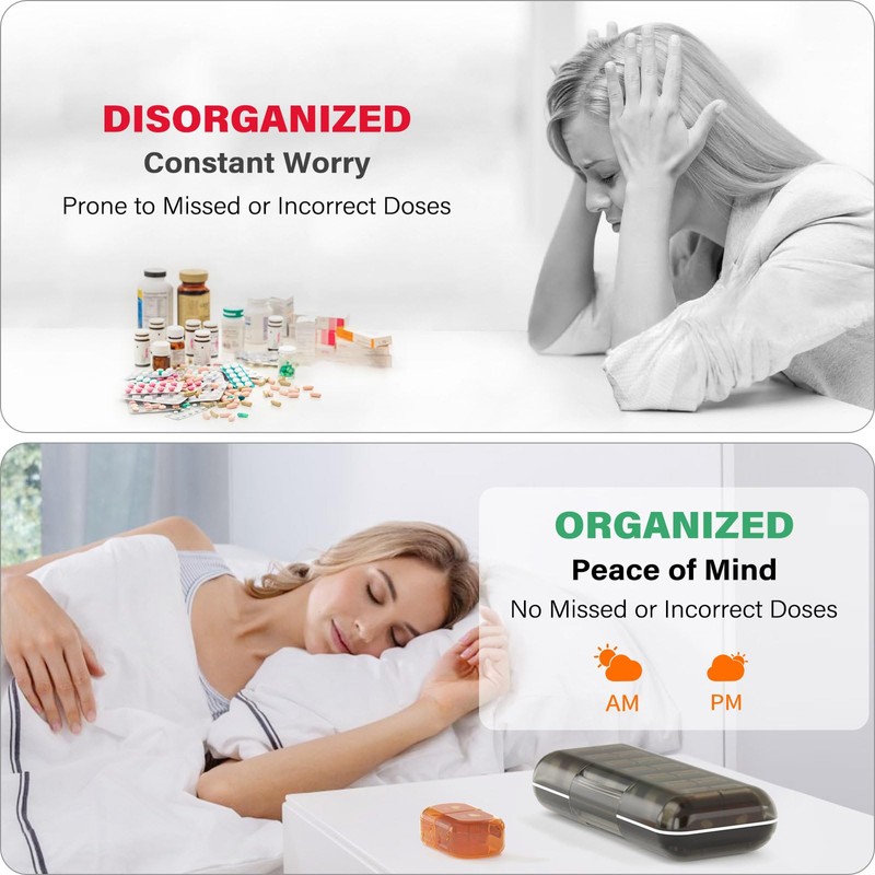 Codcaw Weekly Pill Organizer 2 Times a Day, Moisture-Proof, Detachable