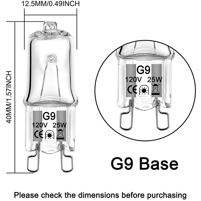 VITUNOV G9 Halogen Bulb 25W 120V Dimmable T4 JCD Type