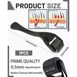ZEXIJOW Beard Roller 0.5 mm,Derma Roller,Beard Roller,Stimuliert Bart- und Haarwachstum,Micro Needle Roller for Skin and Hair Care for Men and Women,Reduziert Aknenarben und Dehnungsstreifen,Falten