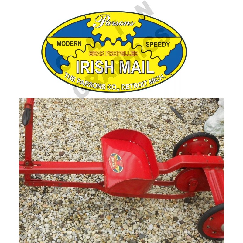 PEDAL CAR, RARE PARSONS IRISH MAIL, 1930's / 40's. Decals