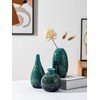 Set of 3, Decorative Ceramic Vases, Turquoise Blue Glazed Finish,