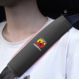 Abarth Seat Belt Cover Seat Belt Pad for Abarth 595 Interior Parts, Car Emblem, Seat Belt Shoulder Abarth Accessories, Car Supplies, PU 9.1 inches (23 cm), Set of 2 (Black, Abarth)