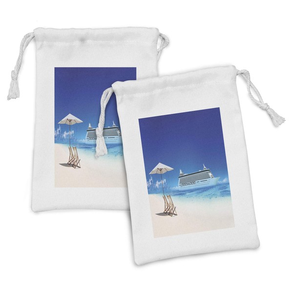 Ambesonne Seaside Fabric Pouch Set of 2, Summer Beach Cruise