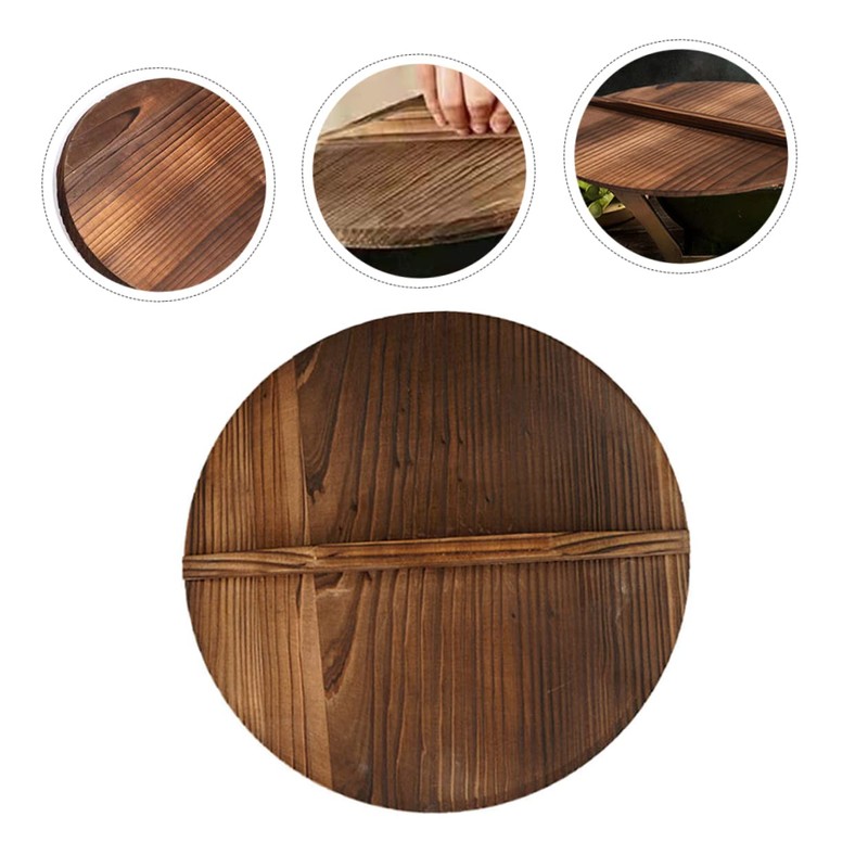 LABRIMP High-class Carbonized Wok Pot Cover Kitchen Wok Lid Wood