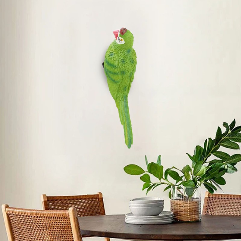 Parrot Figurine Simulation Vivid Innovative Wall Mounted Hand Painted Resin