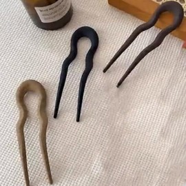 Haarnadeln, 3 Stück, französische Haarnadel für Frauen und Mädchen, U-förmige Nadel für dickes und alle Haartypen, Sticks für Dutt, Twist (Schwarz & Khaki & Braun)