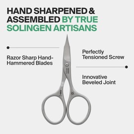GERMANIKURE Nail and Cuticle Scissors - FINOX Stainless Steel Professional nail scissors for nail tips -nail scissors curved Manicure Tools in Leather Case - Ethically Made in Solingen Germany NO CASE