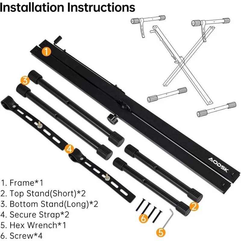 Unbranded Soporte para teclado Single-X, ancho y altura ajustables, soporte