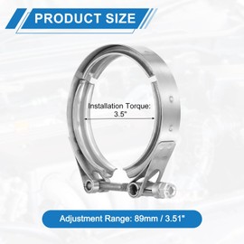 uxcell 3.5" V Band Clamp 304 Stainless Steel for Exhaust Systems Downpipe Exchange Exhaust Accessories, Adjustment Range 89mm / 3.51inch
