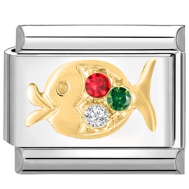 Quiges Jewellery Italian Charm Module for 9 mm Italian charm bracelet Fish